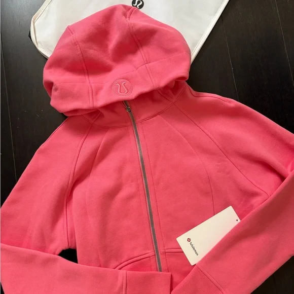LULULEMON SCUBA FULL-ZIP CROPPED HOODIE IN SAKURA PINK SZ 6 NWT - Picture 2 of 7